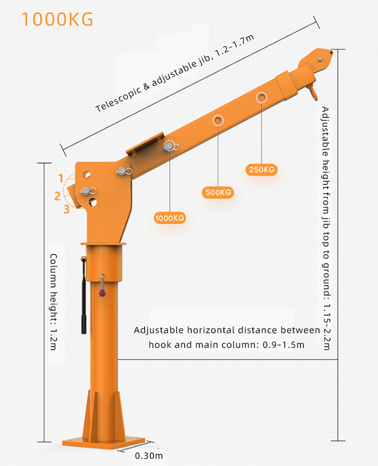 1T Vehicle mounted mini cranes